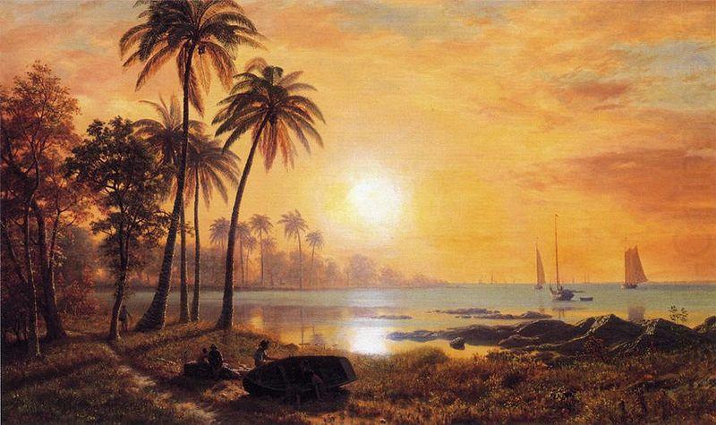 Albert Bierstadt Tropical Landscape with Fishing Boats in Bay china oil painting image